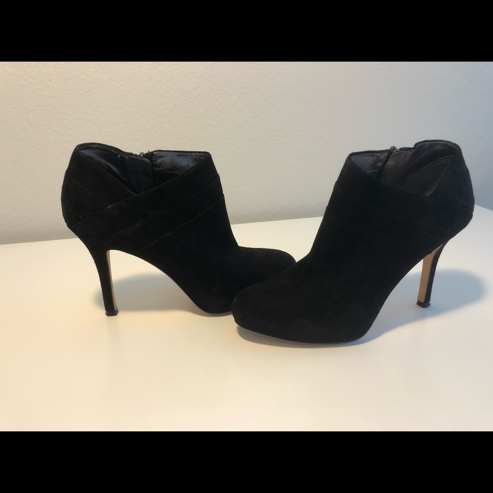 Via Spiga Black Suede High Heel Booties